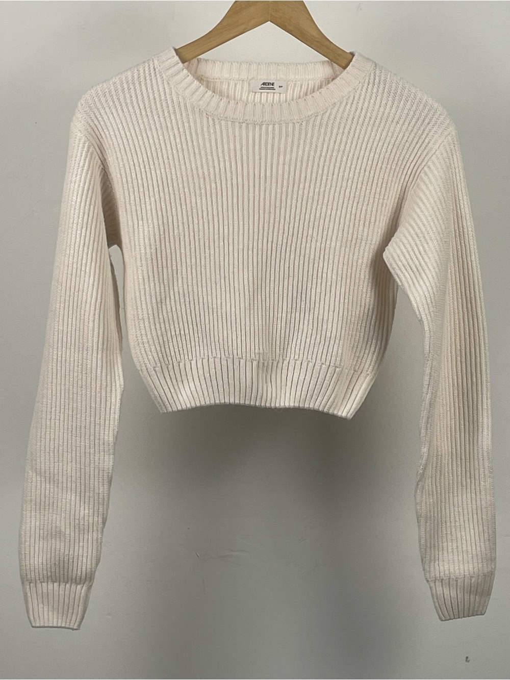 Ardene Cream Ribbed Crewneck Sweater Small